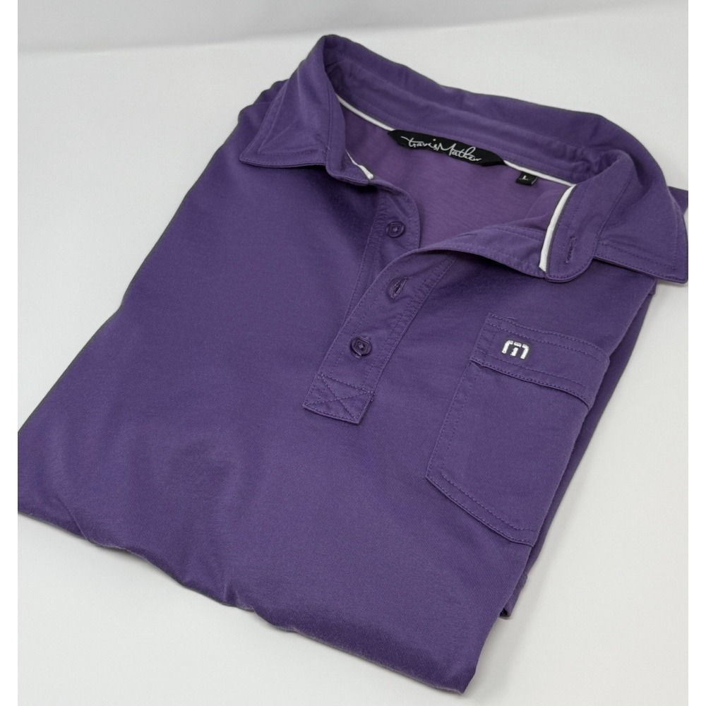 Travis Mathew Mens Purple Polo Shirt Golf Pocket‎ Pima Cotton Size Large